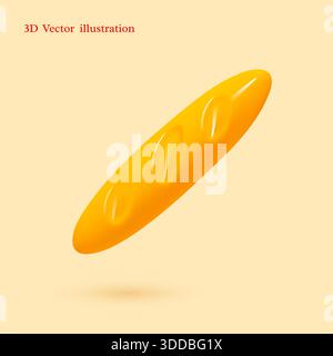 3D-Vektor-Illustration eines französischen Baguettes Stock Vektor