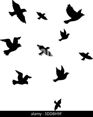 Flying Birds Silhouette Flock Vektor Design Stock Vektor