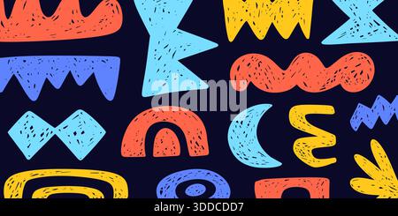 Trendiges Scribble Doodle Formen Collage Hintergrund Stock Vektor
