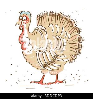 Thanksgiving truthahn Vogel Handzeichnung Abbildung isoliert auf weiß Stock Vektor