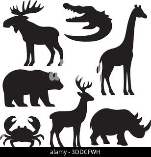 Tiere Silhouetten Vektor-Set Stock Vektor