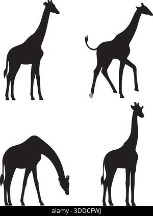 silhouette illustration of giraffes in different poses Stock Vektor