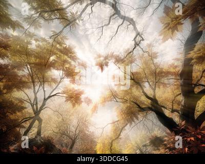 HERBST: Herbstszene in den Wäldern des Kalvarienbergs bei Bad Toelz im Isartal, Oberbayern © E.Nagele FRPS Stockfoto