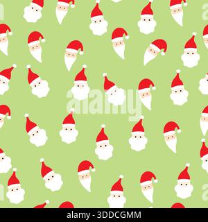 Nahtloses minimalistisches Muster mit Weihnachtsmann-Kopf für frohe Weihnachten und Happy New Year Dekor; kann auf Papier und Textilien verwendet werden Stock Vektor