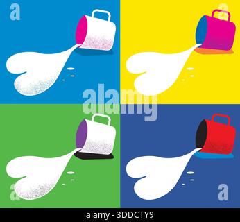 Pop Art Liebeskarten.Vektor Illustration mit zwei Tassen und Herz Stock Vektor