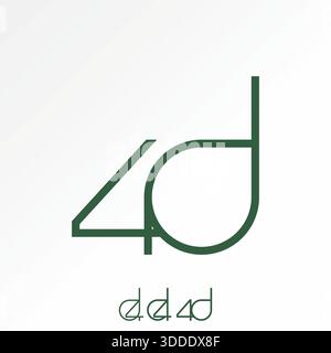 Letter 4D Schriftart Linienschnitt Connected futuristische Branding Perspektive einfaches Art Logo Design Grafikkonzept kreatives Premium Vektor Stock Image Top Sell Stock Vektor