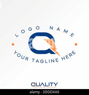 Initial Q Schriftart geschnitten Donner elektrischer Sturm leistungsstarker Flash futuristisches Branding Logo Design Grafikkonzept kreatives Premium Vektor Stock Image Top Sell Stock Vektor