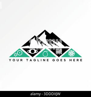 Symbol für Heizkupfereisen, Lüfter, Getriebe, Seilriemen, Dichtung, und Iceberg Icon Logo Design Grafikkonzept kreatives Premium Vektor Stock Image Top Sell Stock Vektor