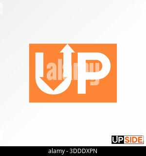 Erste NACH OBEN Schriftart mit nach oben gerichtetem Pfeil nach oben nach unten schnelle Beschleunigung Bewegung nach rechts Logo Design Grafikkonzept kreatives Premium Vektor Stock Image Top Sell Stock Vektor