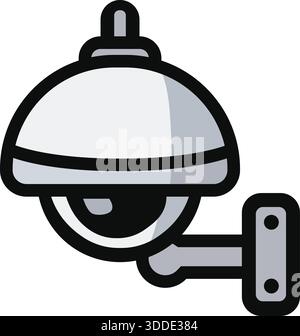 Eine an der Wand montierte, kuppelförmige Sicherheitskamera zur Überwachung. Stock Vektor