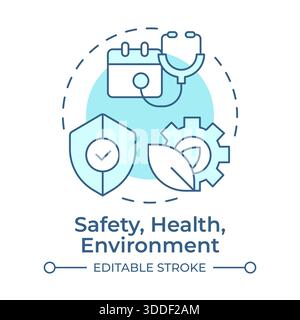 Sicherheit, Gesundheit, Umwelt sanftes blaues Konzeptsymbol Stock Vektor