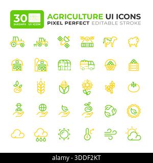 Farbige ui-Symbole für Landwirtschaft Stock Vektor