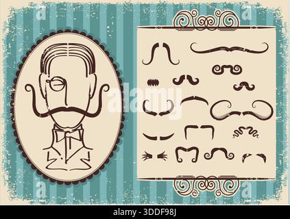 Schnurrbart-Vektor-Kollektion Retro Schnurrbart-Illustration für Design Stock Vektor