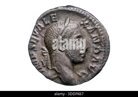Römischer Denar von Severus Alexander Stockfoto