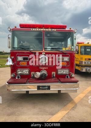 Sao Paulo SP Brasilien. Dezember 2025. Feuerwehrauto seagrave 1970 -1980. Auf einer Oldtimer-Ausstellung in Sao Paulo. Stockfoto