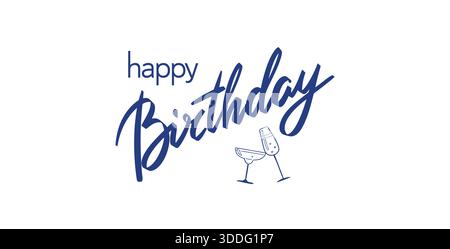 Glückwunschbriefe zum Geburtstag. Vektorillustration mit Happy Birthday Words und Cheers Brille. Gut als Designelement für Grußkarten und Stock Vektor