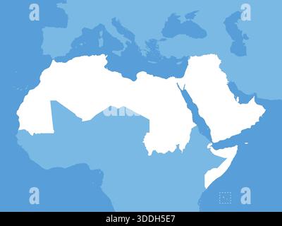 Arabische Weltkarte, Karte aller Länder des Nahen Ostens und Nordafrikas Stock Vektor