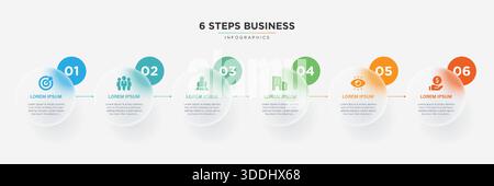 Registerkarte Infografiken Papierindex-Vorlage. Abstrakter Hintergrund der Vektorillustration. 6 Geschäftsschritt, Banner, Webdesign. Vorlage für geschäftliche Infografiken. Stock Vektor