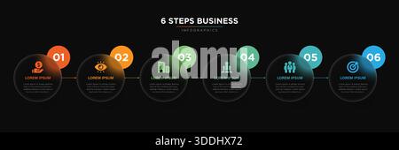 Registerkarte Infografiken Papierindex-Vorlage. Abstrakter Hintergrund der Vektorillustration. 6 Geschäftsschritt, Banner, Webdesign. Vorlage für geschäftliche Infografiken. Stock Vektor