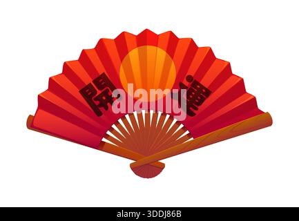 Traditioneller roter japanischer Ventilator mit Faltenfalten Stock Vektor