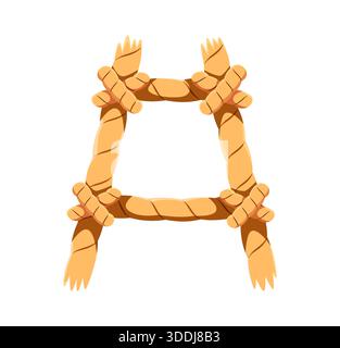 Piraten-Schriftart-Zeichentrick-Seilleiter Buchstabe A Stock Vektor