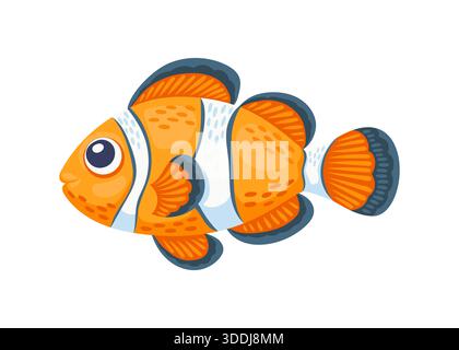 Clown Fisch Unterwasser Tier Cartoon Charakter Stock Vektor