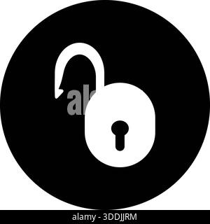 Symbol für entsperrtes Vorhängeschloss – Symbol für rundes Sicherheits- und Datenzugriffssymbol Stock Vektor