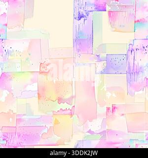 Abstrakte Aquarellrechtecke in sanften Pastelltönen, sanfte Mischformen, moderner minimaler Hintergrund für Design, ruhige künstlerische Textur mit Licht Stockfoto