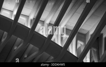 Detail des World Trade Center New York USA Verkehrsknotenpunkts, entworfen vom Architekten Calatrava Stockfoto