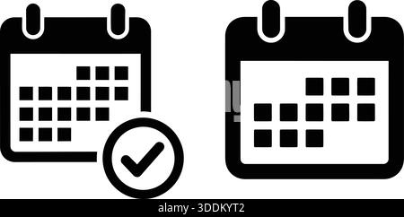 Kalender mit Häkchen und hervorgehobenem Datum isoliert auf weißem Hintergrund Stock Vektor