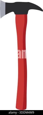 Ein robuster Klauenhammer mit Stahlkopf und rotem Griff für allgemeine Tischlerarbeiten. Stock Vektor