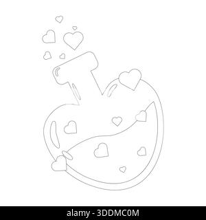Herztrank Flasche Linie Art Valentinstag Stock Vektor