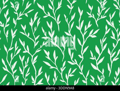 Nahtloses Muster für abstrakte Leaves-Zweige. Vektorabbildung Hintergrund mit flachem Design. Stock Vektor