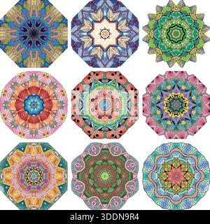 Dekorative Runde Verzierungen. Ungewöhnliche Blume. Orientalische vector, Anti-Stress-Therapie Muster. Webart Design Elemente. Yoga logos Vektor. Stock Vektor