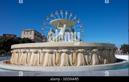 Der Tritonbrunnen in Valletta Malta Stockfoto