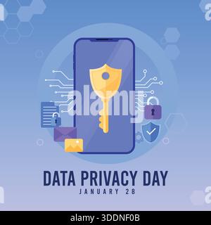 Vorlage für den Tag des Datenschutzes Mobile Security and Digital Protection Concept Stock Vektor