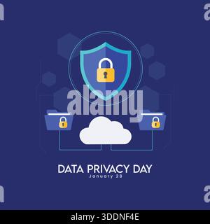 Data Privacy Day Template Cloud Security and Digital Protection Concept Stock Vektor