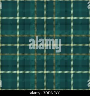 Grünes Karo-Muster. Wiederholtes Gold-Check-Muster. Sich wiederholendes Karomuster-Material für Designdrucke im Karomuster. Prüft die quadratische Linie. Tartan-Repeat-Textil Stock Vektor