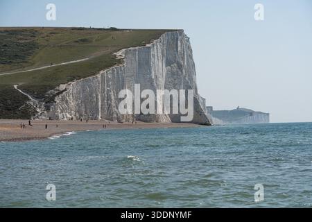 Die imposanten Seven Sisters Klippen mit Blick auf den englischen Kanal, East Sussex, England Stockfoto