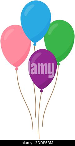 Bunte Ballons Illustration. Hochglanzballons für Geburtstags-, Party- und festliche Feierlichkeiten Stock Vektor