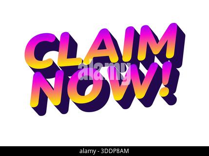 Auffälliger, farbenfroher Text mit der Aufschrift „jetzt anfordern“! Mit Verlaufseffekt und Schatten, geeignet für Werbematerialien. Stock Vektor