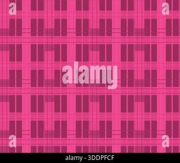 Nahtloses pinkfarbenes Vektormuster mit mehrlagigen karierten Streifen und modernem Schottenmuster. Ein trendiges, lebendiges Textildesign, ideal für modische Stoffe Stock Vektor