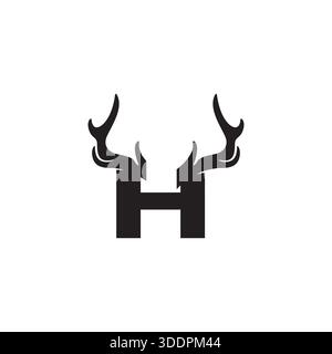 Hirschbuchstabe H-Vektor-Logo-Grafik Moderne abstrakte, H-Anfangsbuchstabe mit Hirschhorn-Design. Stock Vektor
