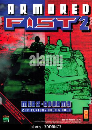 1997 Armored Fist 2. Spielwerbung, Panzersimulation mit Schwerpunkt auf dem Hauptkampfpanzer M1A2 Abrams. Stockfoto