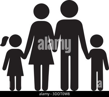 Familie Silhouette Eltern und Kinder halten Hände Vektor-Illustration Stock Vektor