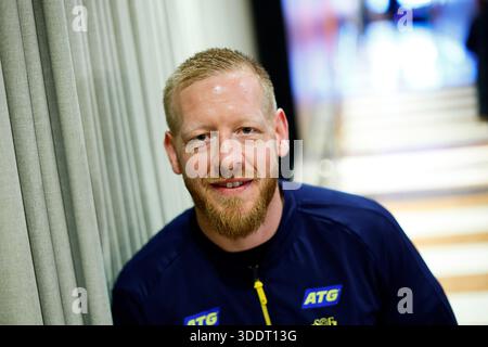 GÖTEBORG, SCHWEDEN 20260103Nationalspieler Jim Gottfridsson während der Pressekonferenz am Samstag im Scandic Europa in Göteborg mit der schwedischen Handballnationalmannschaft vor der Europameisterschaft 2026. Foto: Adam Ihse/TT/Code 9200 dieser Text ist automatisch übersetzt Credit: TT News Agency/Alamy Live News Stockfoto