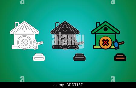 Drei Varianten des Symbols Zahnrad, Schraubenschlüssel und Warnschild Stock Vektor