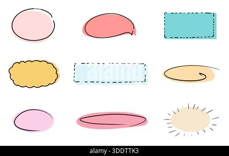 Niedlicher und eleganter Handschriftenrahmen für Text. Schreib- oder Kritzeleien mit der Stiftlinie. Titelrahmen. Stock Vektor