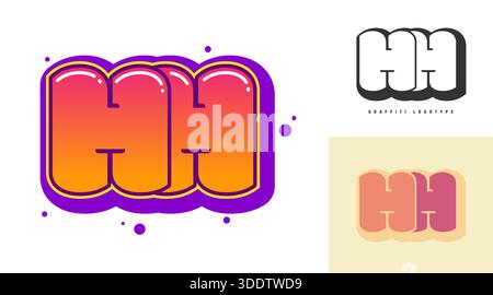 HH-Logo für Festival oder Party. Anfangsbuchstaben h und h im Graffiti-Stil. Kreativer, moderner Schriftname der Schrifttypografie. Kinder im Trend Stock Vektor