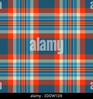 Tartankaromuster mit grafischer Textur und nahtlosem Hintergrundmuster. Majestätischer Stoff Textil Check Vektor in Pastellfarben und Cyan Farbpalette. Stock Vektor